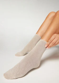 Short Socks^Calzedonia Glitter Cashmere Short Socks 9457 - Ch-Costa Glitter Naturale