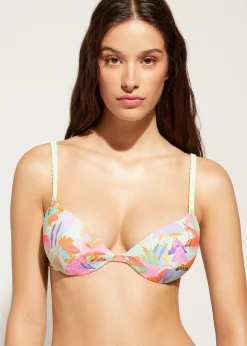 Bikini^Calzedonia Graduated Padded Push-Up Bikini Top Tahiti 637C - Neon Jungle