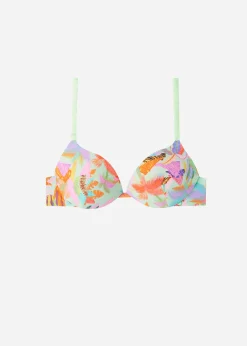 Bikini^Calzedonia Graduated Padded Push-Up Bikini Top Tahiti 637C - Neon Jungle