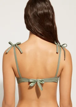 Bikini^Calzedonia Graduated Padded Push-Up Bikini Top Antigua 632C - Desert Green Rib
