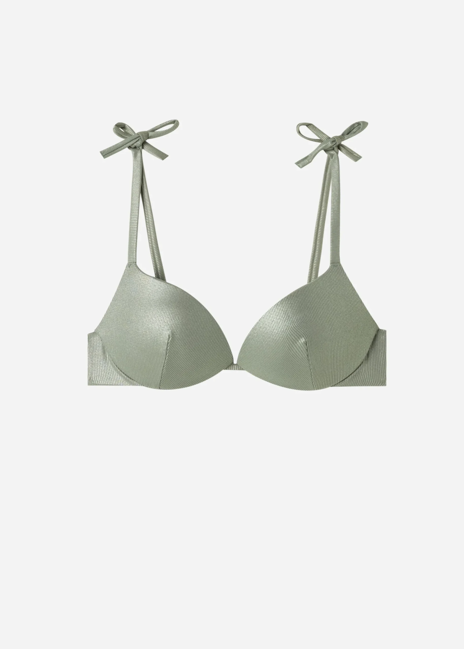 Bikini^Calzedonia Graduated Padded Push-Up Bikini Top Antigua 632C - Desert Green Rib