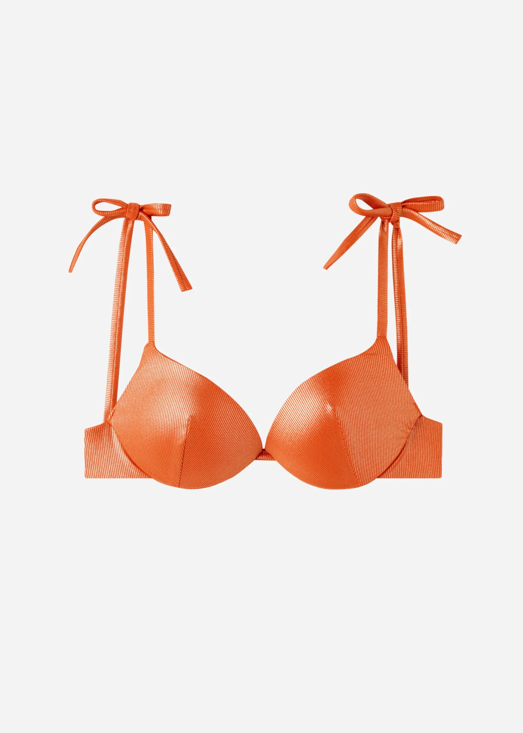 Bikini^Calzedonia Graduated Padded Push-Up Bikini Top Antigua 633C - Orange Coral Rib