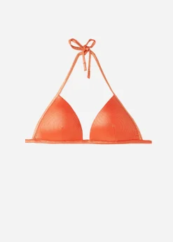 Bikini^Calzedonia Graduated Padded Triangle Bikini Top Antigua 633C - Orange Coral Rib