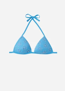 Bikini^Calzedonia Graduated Padded Triangle Bikini Top Corfu 640C - Ocean Blue