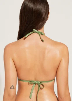 Bikini^Calzedonia Graduated Padded Triangle Bikini Top Cannes 622C - Paillettes Desert Green