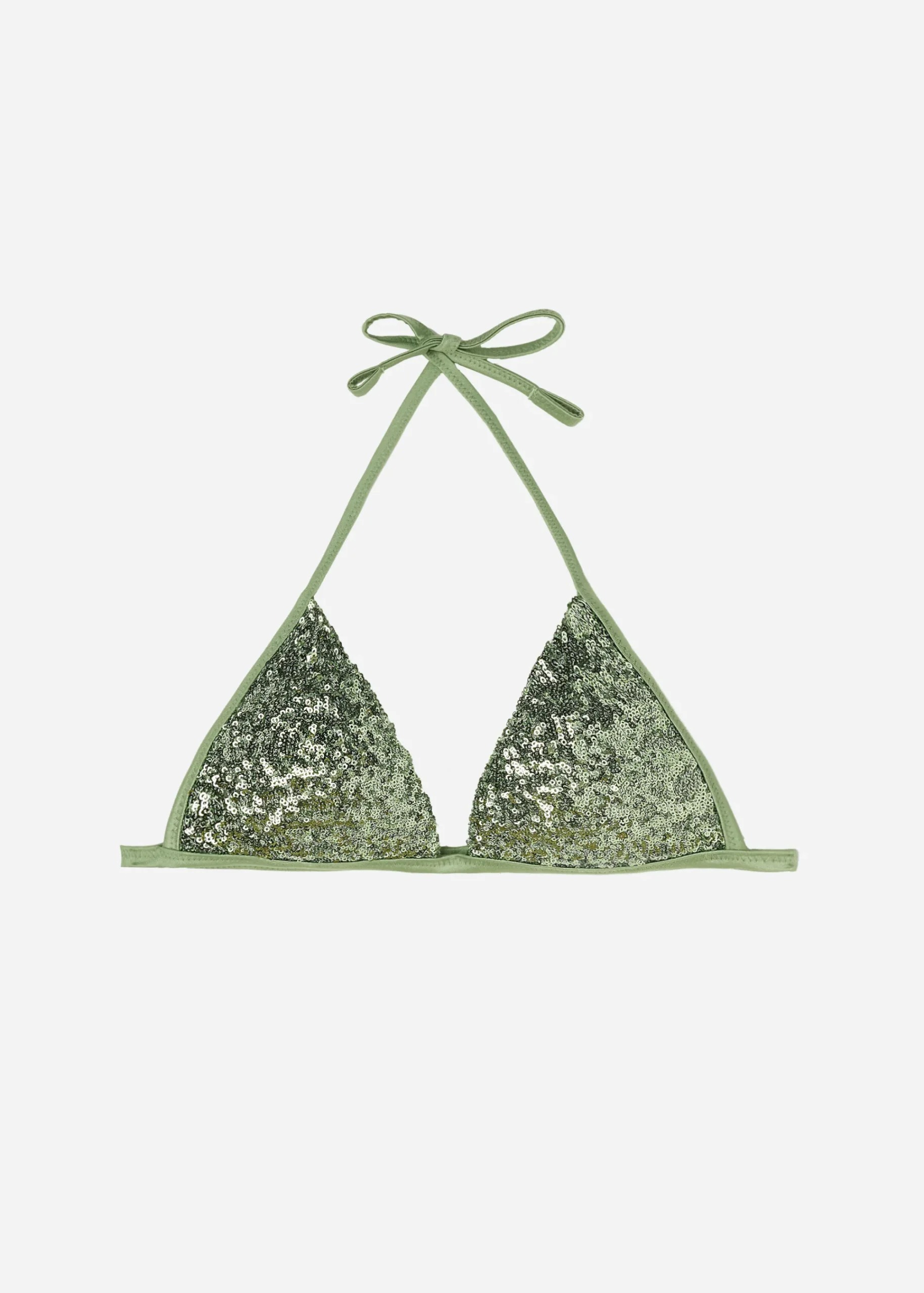 Bikini^Calzedonia Graduated Padded Triangle Bikini Top Cannes 622C - Paillettes Desert Green