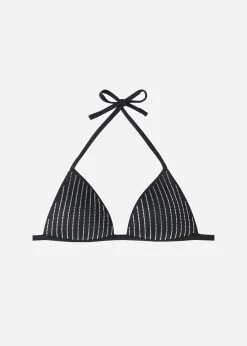 Bikini^Calzedonia Graduated Padded Triangle Bikini Top Shanghai 623C - Black Rhinestone