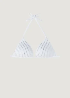 Bikini^Calzedonia Graduated Padded Triangle Bikini Top Shanghai 624C - White Rhinestone