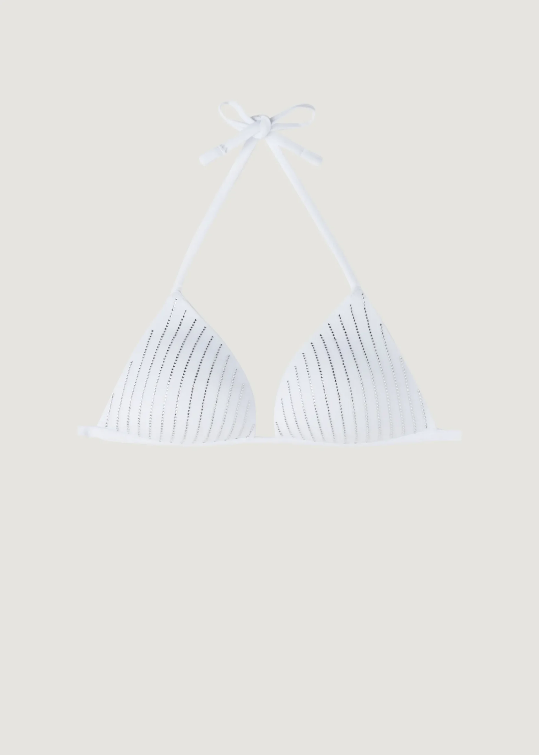 Bikini^Calzedonia Graduated Padded Triangle Bikini Top Shanghai 624C - White Rhinestone