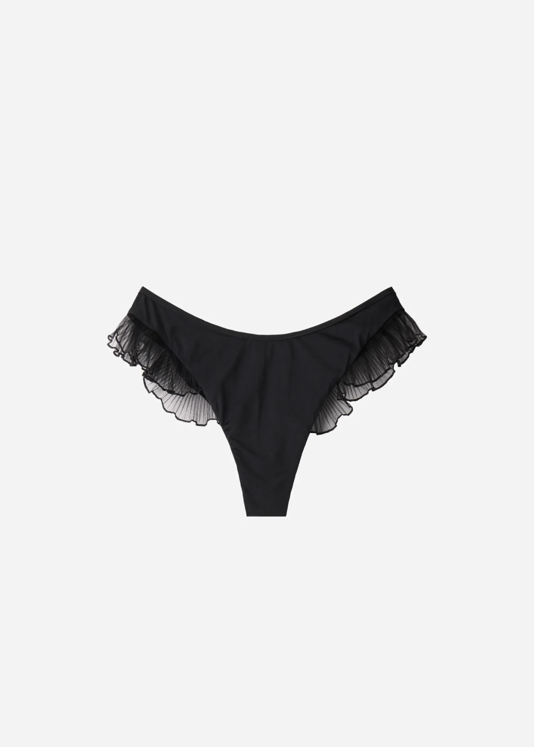 Bikini^Calzedonia High-Leg Brazilian Bikini Bottoms Singapore 701C - Black Ruffle
