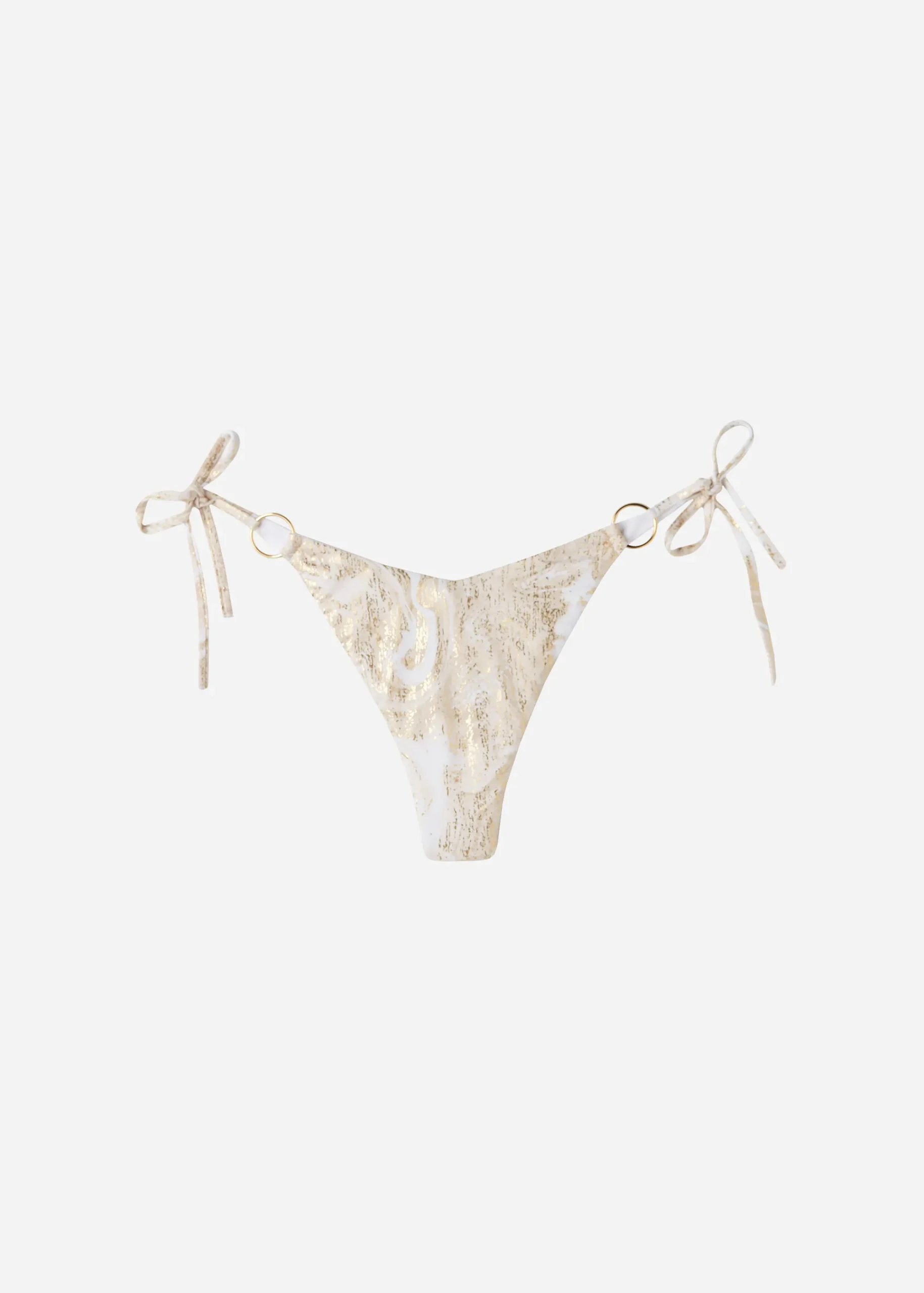 Bikini^Calzedonia High-Leg V-Cut Brazilian Bikini Bottoms Melbourne 631C - Gold Marble