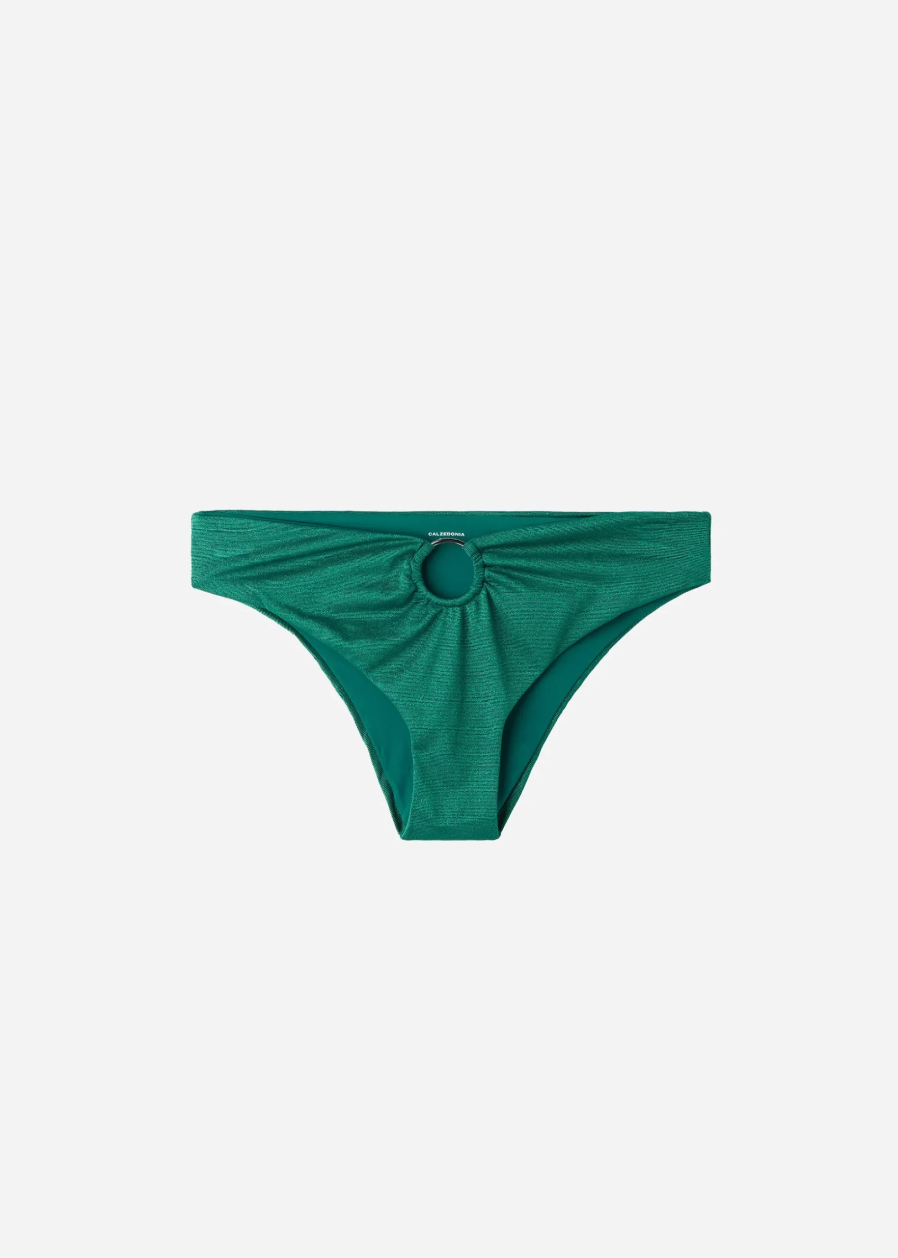 Bikini^Calzedonia High-Waisted Lame Bikini Bottoms Hollywood 651C - Shiny Green