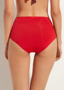 Bikini^Calzedonia High-Waisted Shapewear Bikini Bottoms Indonesia 645C - Summer Red