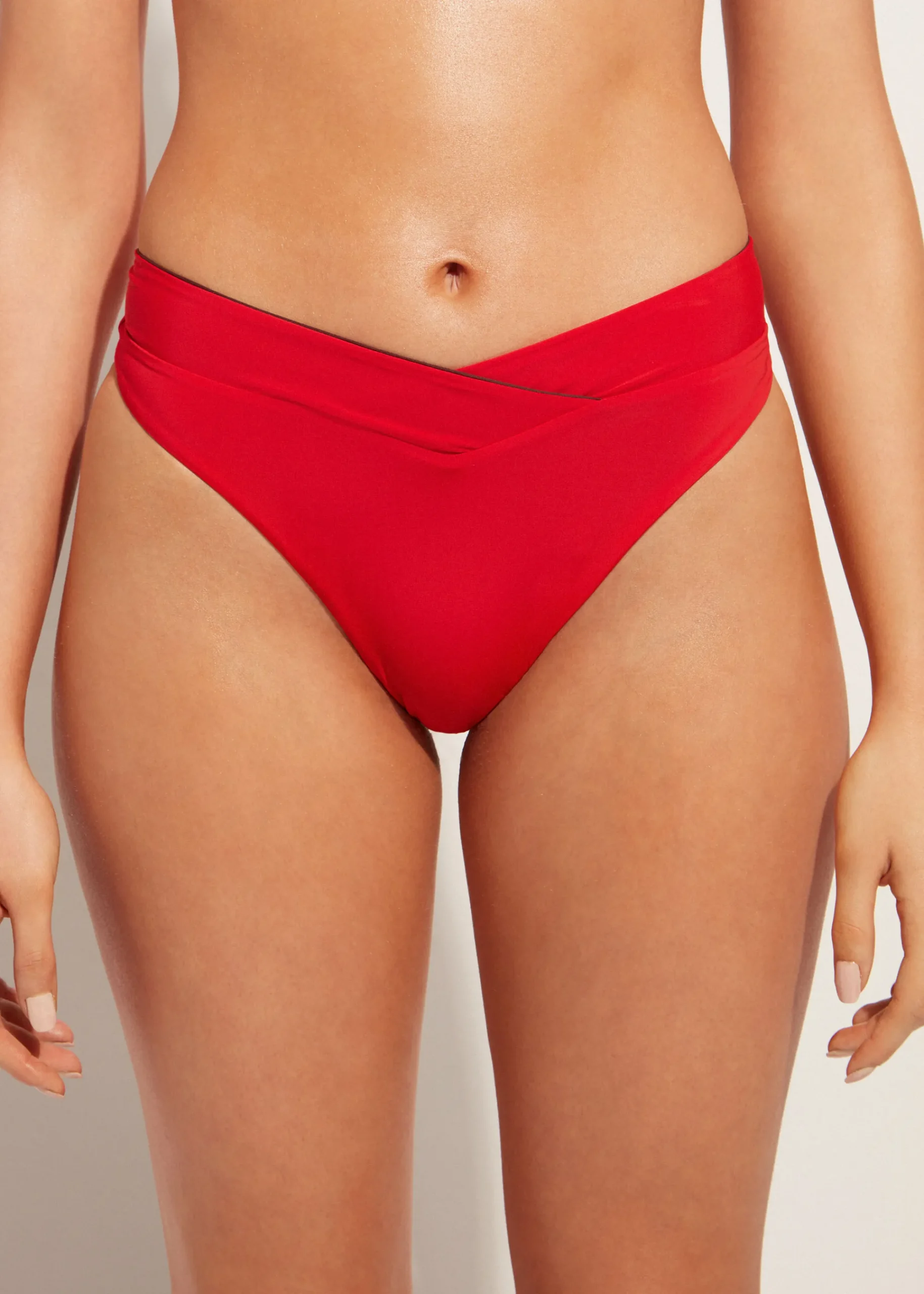 Bikini^Calzedonia High-Waisted V-Cut Bikini Bottoms Indonesia 645C - Summer Red