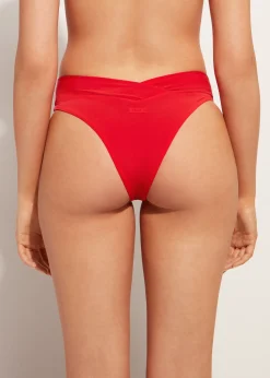 Bikini^Calzedonia High-Waisted V-Cut Bikini Bottoms Indonesia 645C - Summer Red