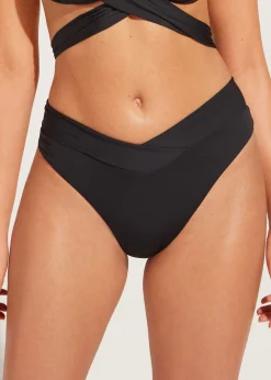 Bikini^Calzedonia High-Waisted V-Cut Bikini Bottoms Indonesia 06 - Black