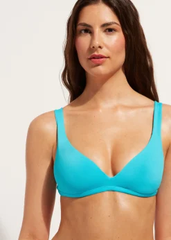 Bikini^Calzedonia Indonesia Soft Padded Triangle Bikini Top 616C - Turquoise Green