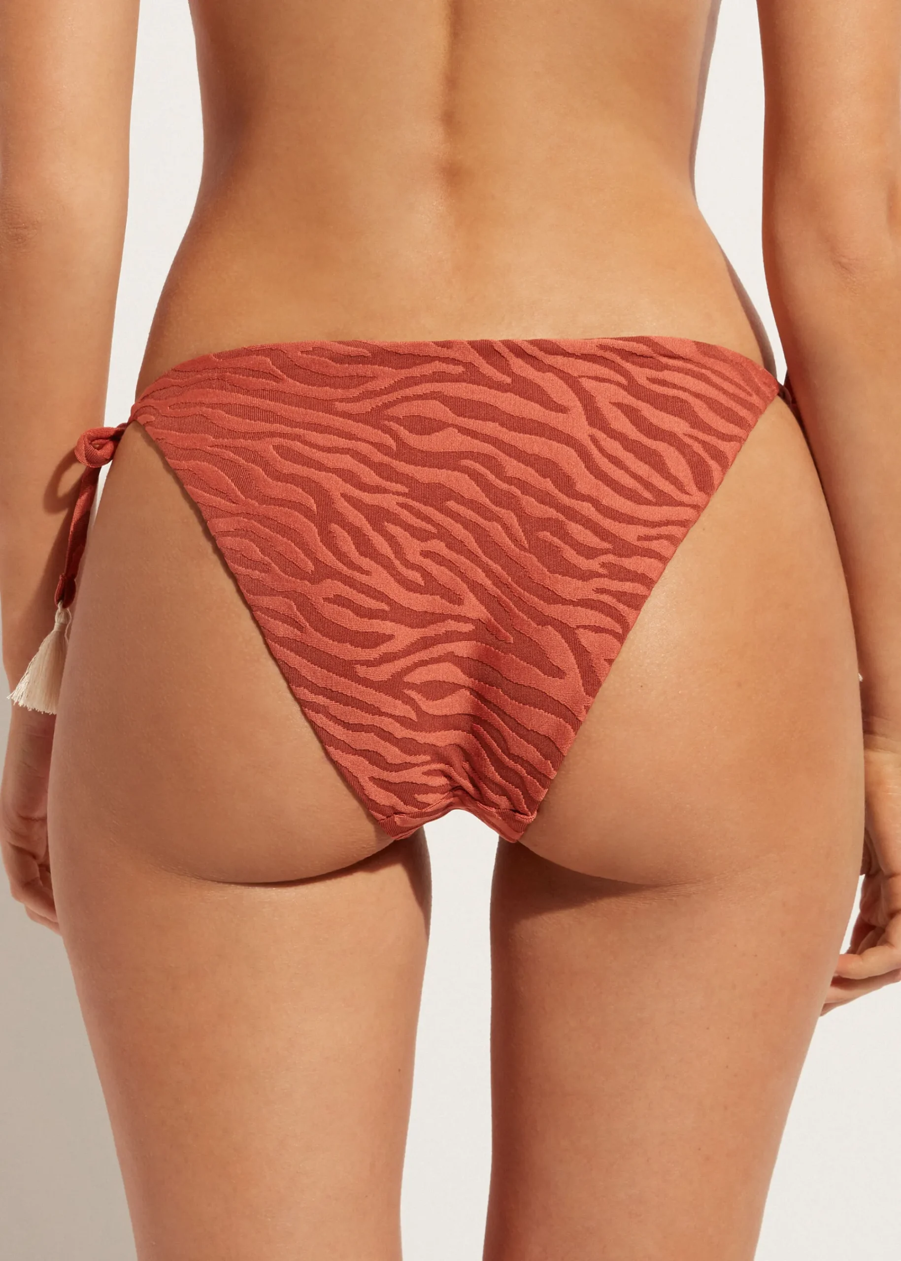 Bikini^Calzedonia Istanbul Zebra Print Bow Bikini Bottoms 688C - Brown Animal Print