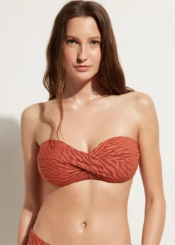 Bikini^Calzedonia Istanbul Zebra Print Padded Bandeau Bikini Top 688C - Brown Animal Print