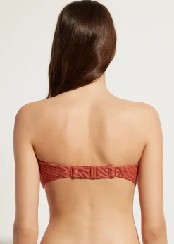 Bikini^Calzedonia Istanbul Zebra Print Padded Bandeau Bikini Top 688C - Brown Animal Print