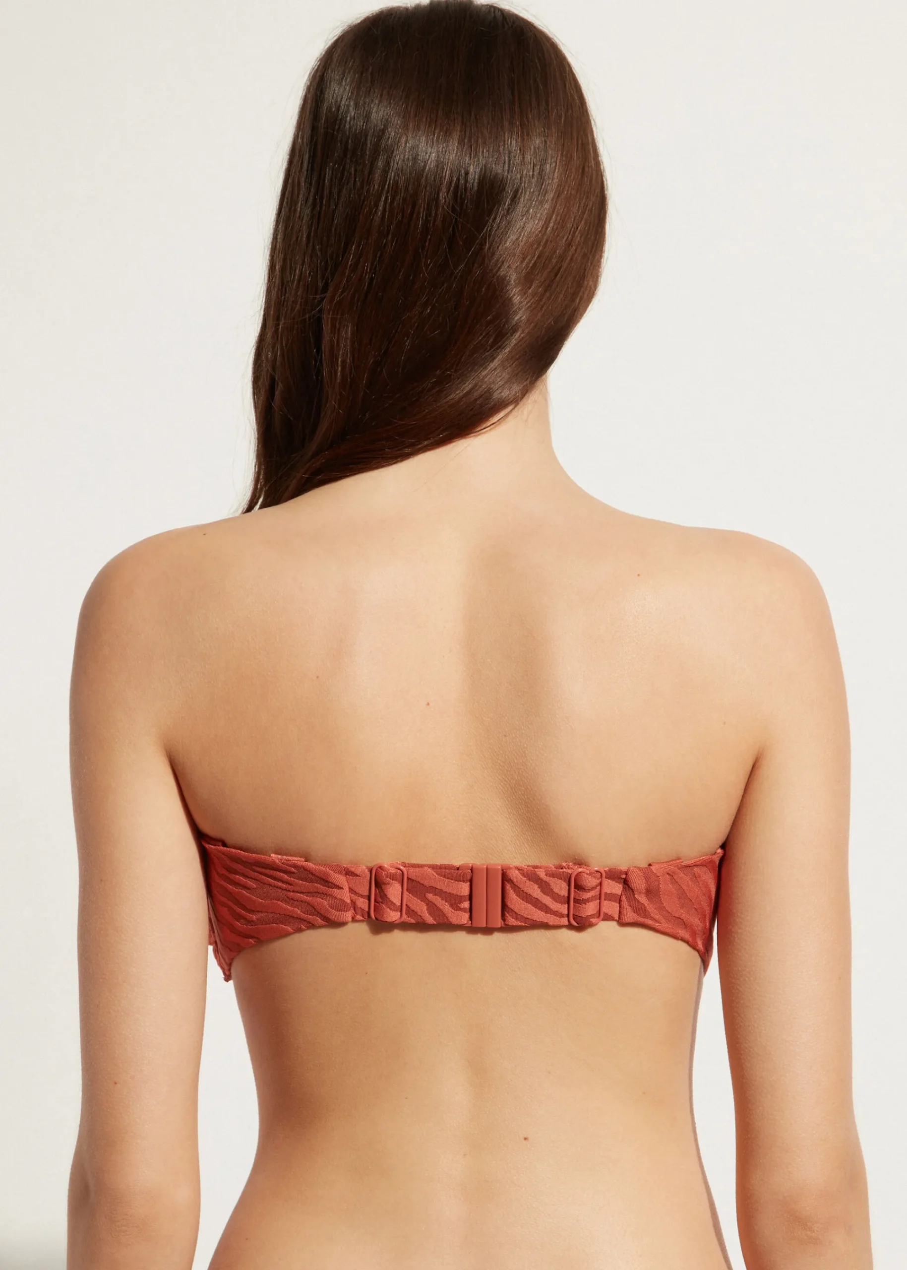 Bikini^Calzedonia Istanbul Zebra Print Padded Bandeau Bikini Top 688C - Brown Animal Print
