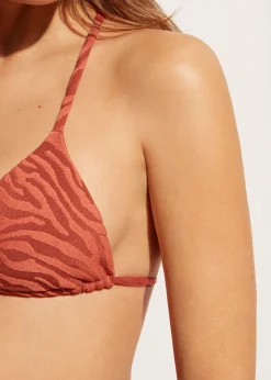 Bikini^Calzedonia Istanbul Zebra Print Triangle Bikini Top With Removable Padding 688C - Brown Animal Print