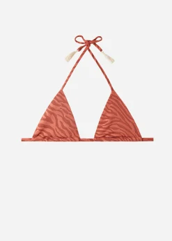 Bikini^Calzedonia Istanbul Zebra Print Triangle Bikini Top With Removable Padding 688C - Brown Animal Print