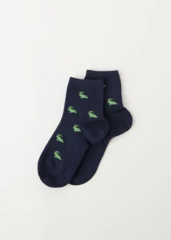 Short Socks^Calzedonia Kids' Animal Print Short Socks 9742 - Blue Crocodile Print
