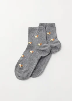 Short Socks^Calzedonia Kids' Animal Print Short Socks 9741 - Grey Lion Print