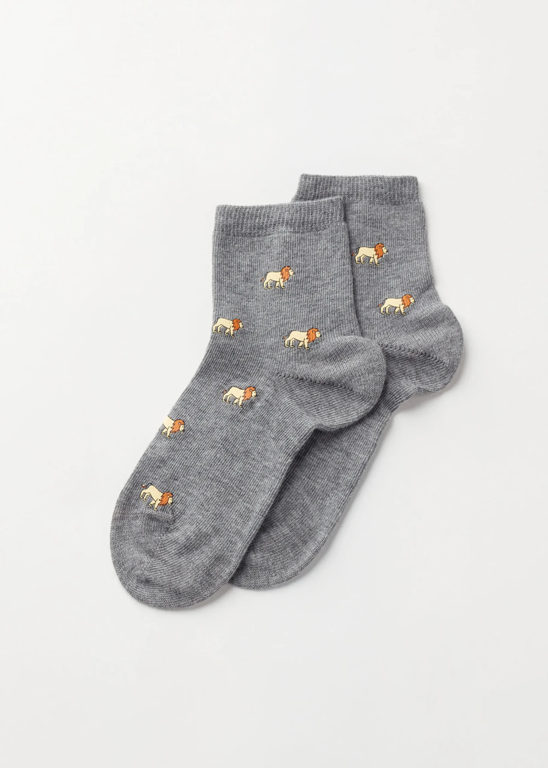 Short Socks^Calzedonia Kids' Animal Print Short Socks 9741 - Grey Lion Print