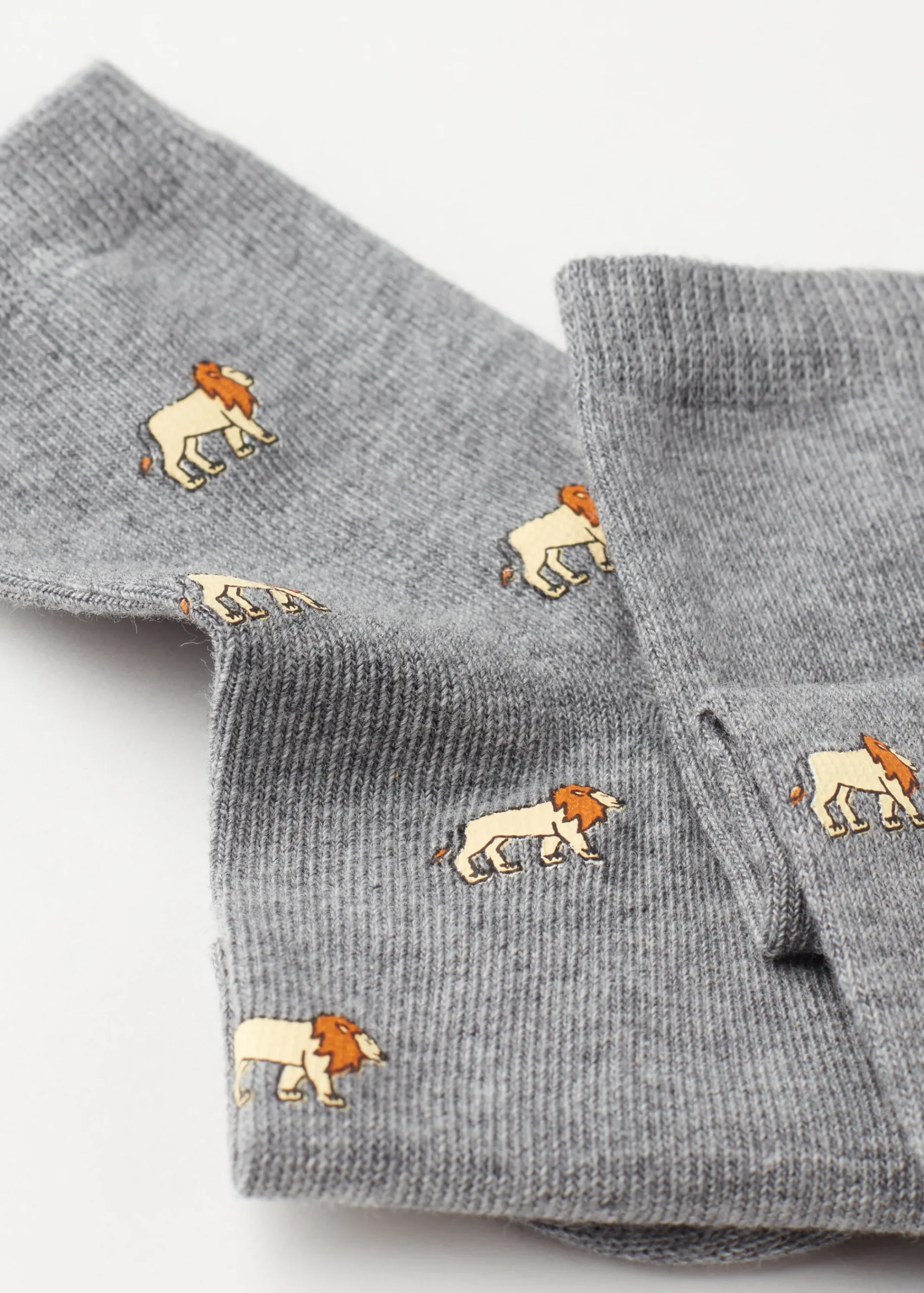 Short Socks^Calzedonia Kids' Animal Print Short Socks 9741 - Grey Lion Print