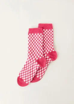 Short Socks^Calzedonia Kids' Check Short Socks 9653 - Fuchsia Check