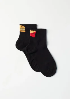 Short Socks^Calzedonia Kids' Food Pattern Short Socks 9748 - Black Couple