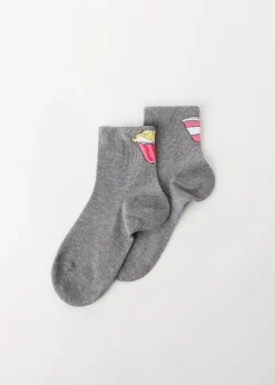 Short Socks^Calzedonia Kids' Food Pattern Short Socks 9747 - Grey Couple