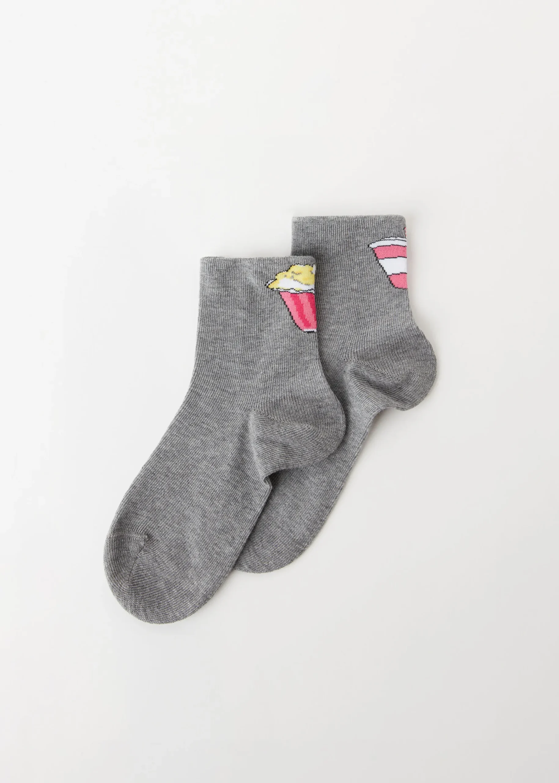 Short Socks^Calzedonia Kids' Food Pattern Short Socks 9747 - Grey Couple