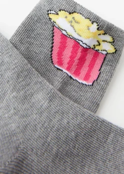Short Socks^Calzedonia Kids' Food Pattern Short Socks 9747 - Grey Couple