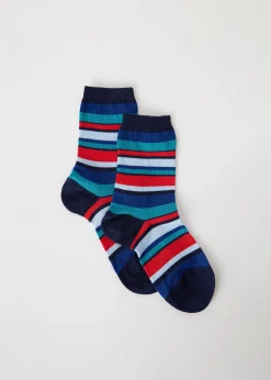 Short Socks^Calzedonia Kids' Striped Short Socks 9731 - Blue Stripes