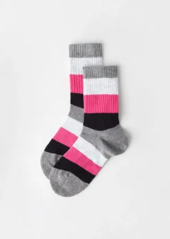 Short Socks^Calzedonia Kids' Striped Short Socks 9648 - Grey Blocks