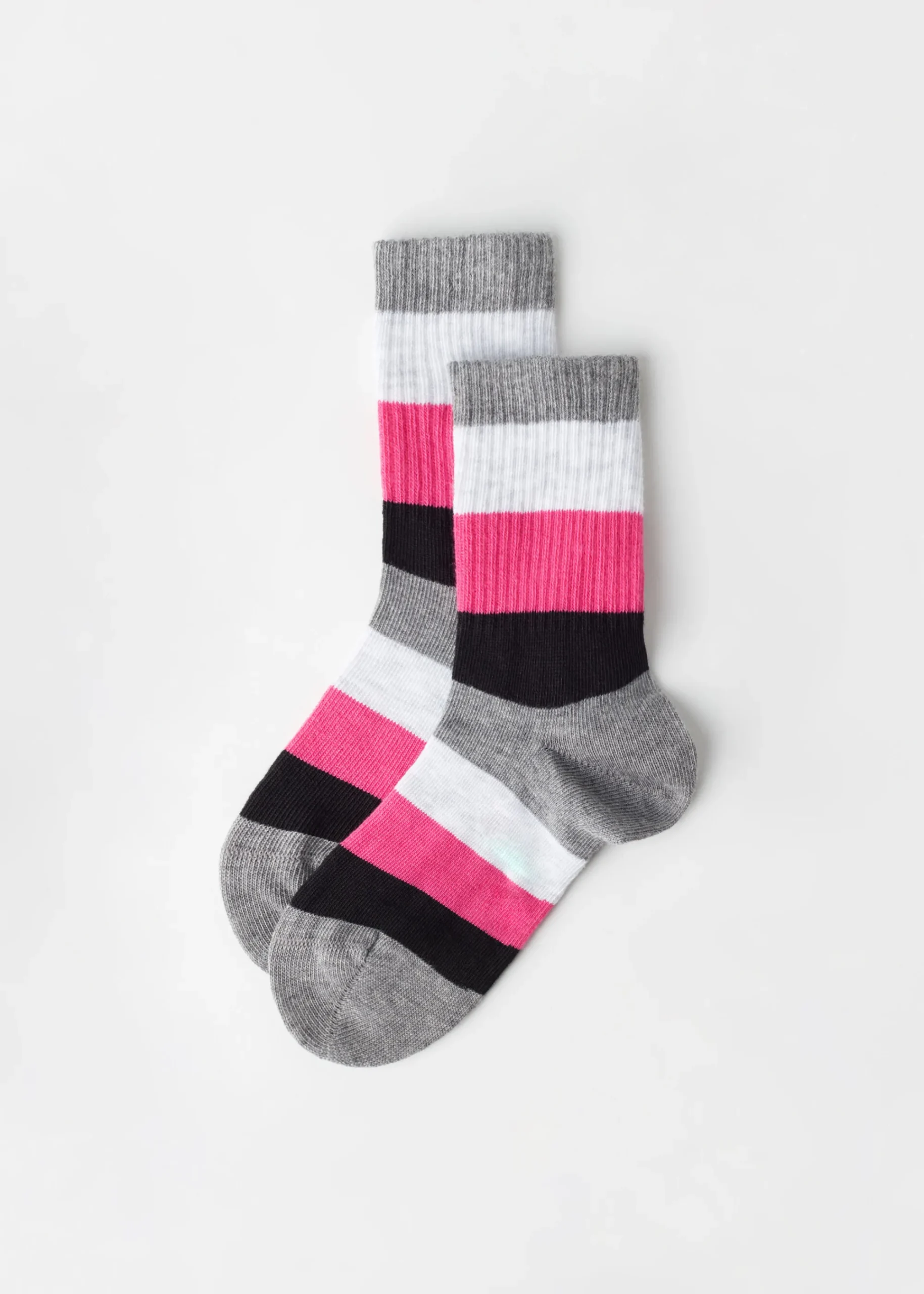 Short Socks^Calzedonia Kids' Striped Short Socks 9648 - Grey Blocks