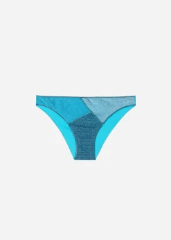Bikini^Calzedonia Lame Bikini Bottoms Lisbona 706C - Turquoise Green Patchwork