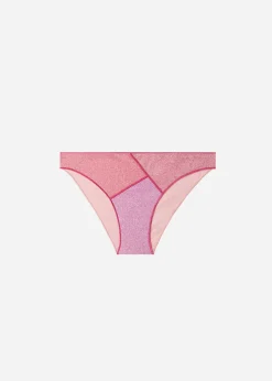 Bikini^Calzedonia Lame Bikini Bottoms Lisbona 692C - Patchwork Pink