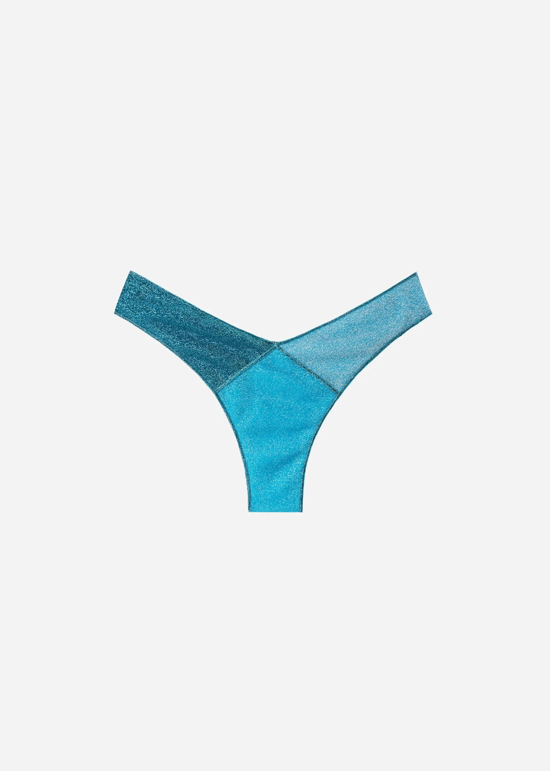 Bikini^Calzedonia Lame High-Leg Brazilian Bikini Bottoms Lisbona 706C - Turquoise Green Patchwork