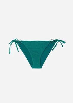 Bikini^Calzedonia Lame Tie Bikini Bottoms Hollywood 651C - Shiny Green