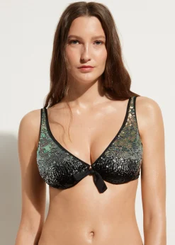 Bikini^Calzedonia Las Vegas Sequin Balconette Bikini Top 711C - Paillettes Degrade' Black