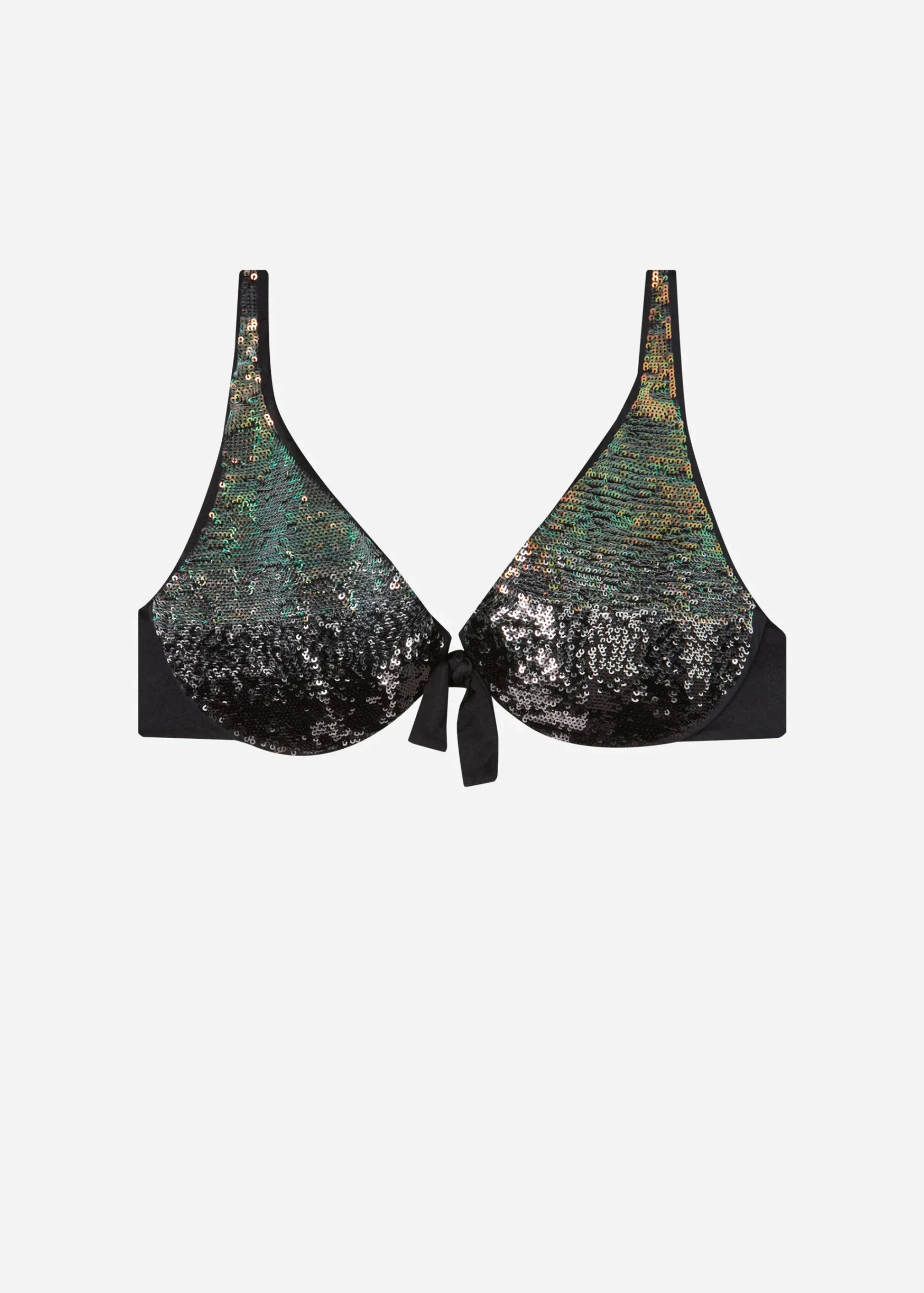 Bikini^Calzedonia Las Vegas Sequin Balconette Bikini Top 711C - Paillettes Degrade' Black