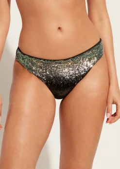 Bikini^Calzedonia Las Vegas Sequin Bikini Bottoms 711C - Paillettes Degrade' Black
