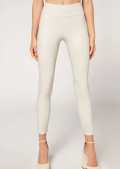 Leggings^Calzedonia Leather Effect Leggings 569C - Ice Blue