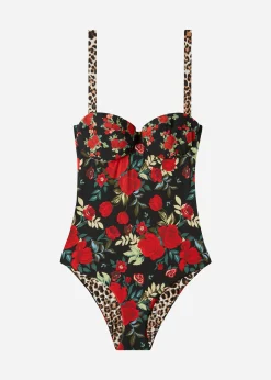 One-Piece Swimswuits^Calzedonia Lightly Padded Double Face Swimsuit Nizza 685C - Pink Animal Print