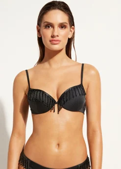 Bikini^Calzedonia Lightly Padded Push-Up Bikini Top Taipei 702C - Black Crystals