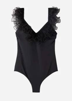 One-Piece Swimswuits^Calzedonia Lightly Padded Swimsuit Singapore 701C - Black Ruffle